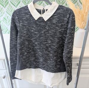 ⭐Maison Jules Faux Collar/ Hem Gray Sweater Medium⭐